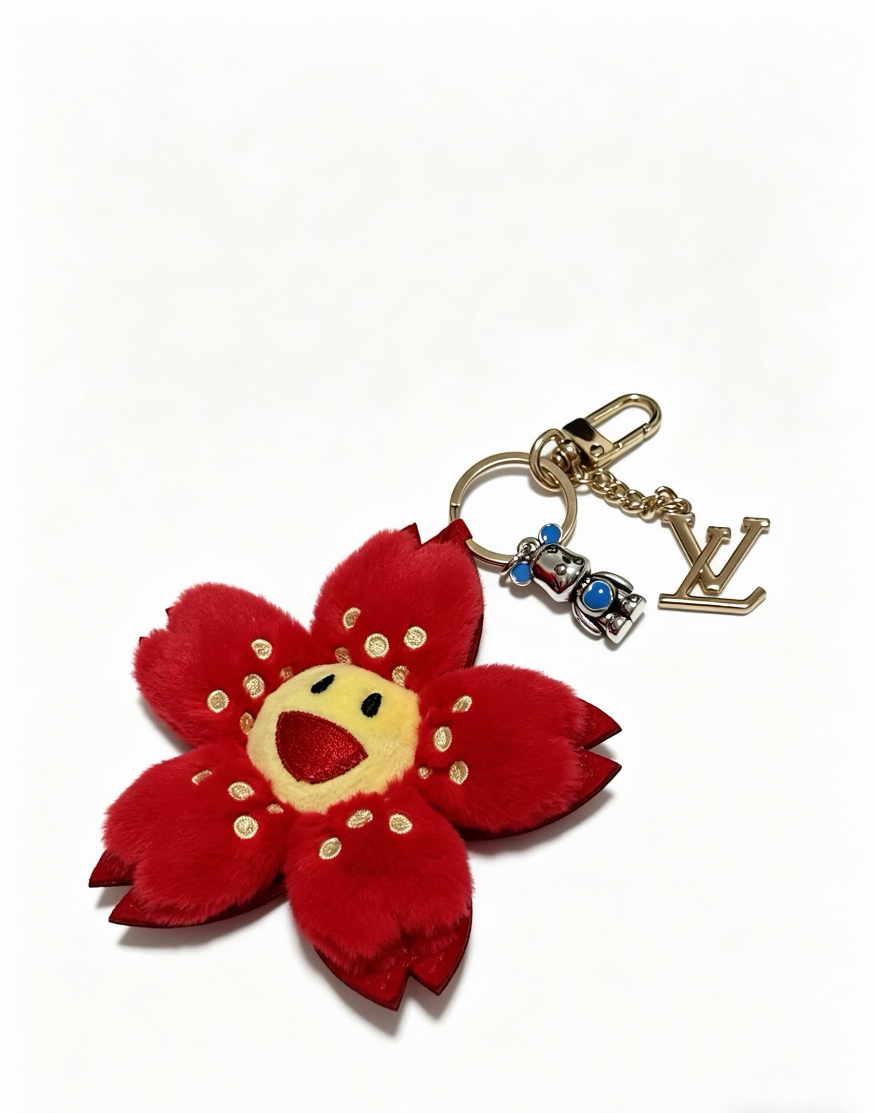 Louis Vuitton Red Flower Keychain Louis Vuitton Red Flower Keychain